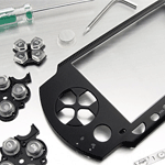 Svart Face Plate för PSP SLIM 2000 (liten bild)